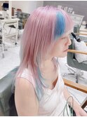ホワイトピンクにポイントブルーカラー/デザインカラー