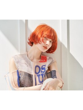 シアン(SYAN) オレンジカラー×フェイスレイヤーボブ