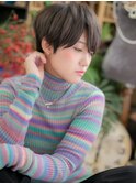 アッシュブラック斜めバングマッシュショートc5川口20代30代40代