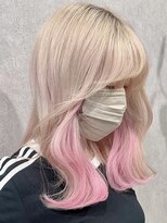 ロウル 渋谷(LOWRL)&nbsp;ホワイトベージュインナーピンク/ブリーチ