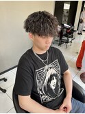 メンズマッシュ ツイストスパイラルパーマ ホワイトメッシュ