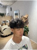 メンズカットシャドウパーマ無造作刈り上げ前髪あり