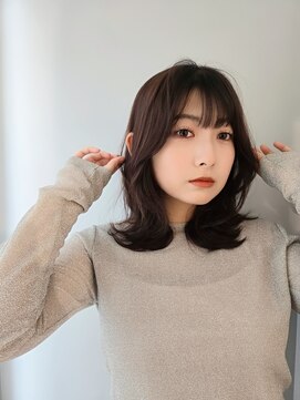 ネオリーブアイム 横浜西口店(Neolive aim) ワンカールボブルフ小顔くすみベージュレイヤー韓国前髪黒髪