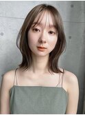 大人かわいいこなれミディチャコールグレー20代30代40代流し前髪