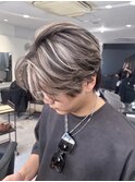 韓国マッシュセンターパートツーブロックメンズハイライトウルフ