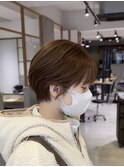 耳掛けショートボブ【イルミナカラー/縮毛矯正/髪質改善】