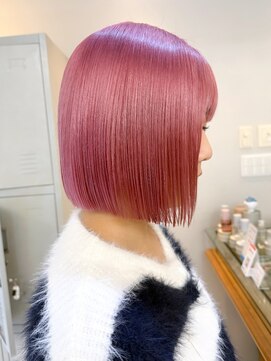 フラム 渋谷(flamme) ◯【ブリーチ2回】ピンク×切りっぱなしボブ