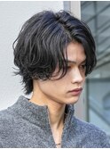 大分フェザーパーマスパイラルパーマセンターパートウルフゆるめ