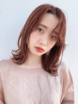 【GARDEN荒井夏海】ふんわりレイヤーロブ×ピンクベージュ