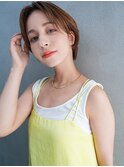 耳かけショート/センターパート/マロンベージュ/髪質改善/30代