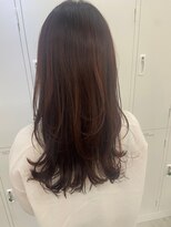 モルニ(MORNI)&nbsp;髪質改善トリートメント_マロンベージュ Aラインボブ かきあげ