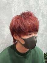 ログ(ROG) 韓国風マッシュ×ショートウルフ【ブリーチカラー赤髪】