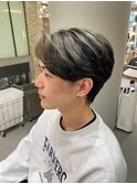 シルバーメッシュ メンズハイライト センターパート