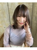 【顔まわりレイヤーロブ×オリーブグレージュ】