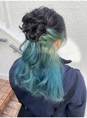 推しカラーでハーフアップ
