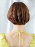 立体感オレンジベージュ小顔丸みショートp古河20代30代