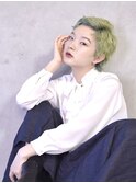 オリーブベージュ/ベリーショート/ショートヘア/グリーンカラー