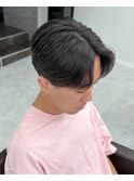 ダークアッシュニュアンスパーマ韓国マッシュベリーショート
