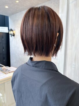 福山人気20代30代髪質改善ストレートチョコレートブラウンボブ