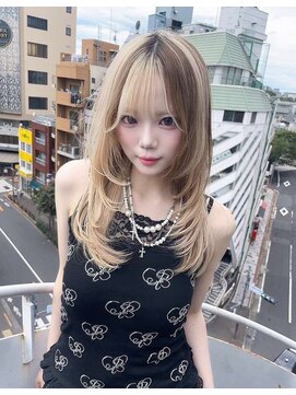 インク 渋谷(INK.) ミルクティーブロンドニュアンスウルフワンホンレイヤー渋谷