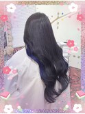 #ブルーブラック#プルエクステ#ネイビーブルー#艶髪ロング