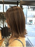 艶ロングショートワンカールパーマカーキグレージュ前髪錦糸町
