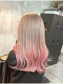 ホワイトベージュ×グラデーションピンク