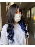 #黒髪#部分#インナーブルー#最高の笑顔