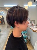 刈り上げショート◎刈り上げボブ細めハイライト◎マッシュボブ◎
