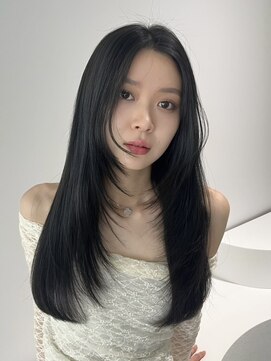 エヌ 大阪梅田店(enu) 【大阪梅田】ブルーブラック×韓国風顔周りレイヤー