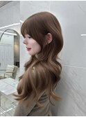 レイヤーカットミディアムレイヤー顔周りレイヤーハッシュカット