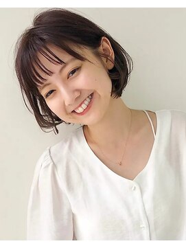 シノヤ 本店 ナチュラル内巻きボブ/韓国風暗髪/バイオレットブラウン/30代
