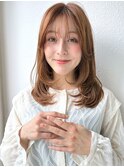 韓国ミディアムレイヤー内巻きワンカールシースルー顔周りp川口