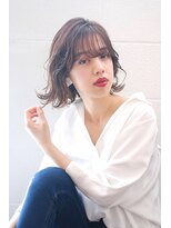 グロウミドル(GROW middle)&nbsp;シースルーバングが可愛い！ゆるカールボブ【middle】天野利香