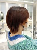 オレンジブラウンショートボブ