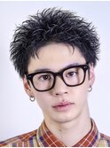 メンズカット無造作黒髪スパイキーショート刈り上げビジネス流行