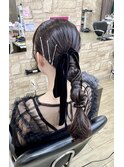 編み下ろしタイトポニー