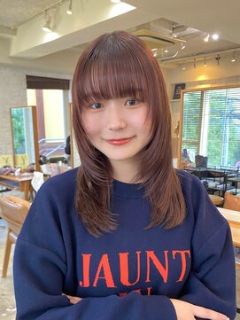 ガーデン 渋谷(GARDEN) レイヤーカット　顔周りカット　ミディアム　ピンクベージュ