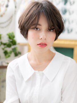 カバーヘア イヴ 戸頭店(COVER HAIR EVE) センターパートくせ毛風マッシュボブショートh4戸頭30代40代