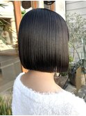 黒髪 髪質改善20代30代 暗髪大人ガーリー 切りっぱなしボブ 京都