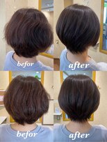 ヘアー リーフ(Hair Leaf)&nbsp;カットとボリュームダウンエステ　ビフォーアフター