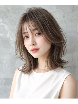 ヘアーズベリー 八戸ノ里店(hairs BERRY) 夏の抜け感ミディアムレイヤーミルクブラウン30代40代50代