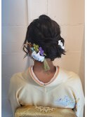 訪問着 ゆるふわ ツイスト シンプル シニヨン ヘアアレンジ