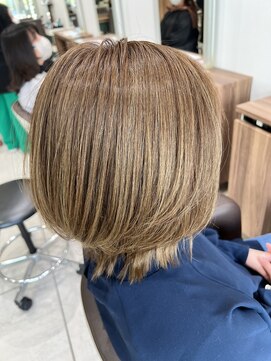 アッシュ 豊田店(Ash) 脱白髪染めハイライト×ミルクティーベージュ