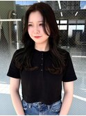 レイヤーカット　韓国ヘア　センターパート　くびれ【天神大名】