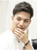 メンズツーブロックアップバングメッシュショート爽やか