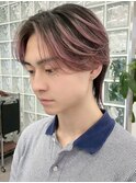 渋谷メンズブリーチカラーミルクティーベージュセンターパート