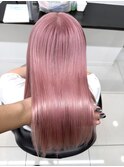 ペールピンクブリーチホワイトピンク透明感韓国ダブルカラー