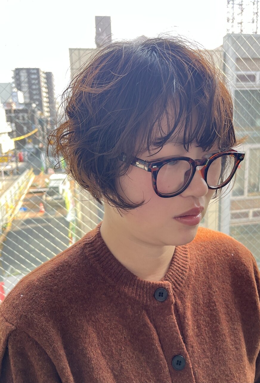 ショート×ボブ×フェイスレイヤーショートくせ毛風無造作パーマ