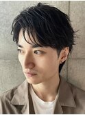 センターパート　フェザーパーマ　フェザーショート